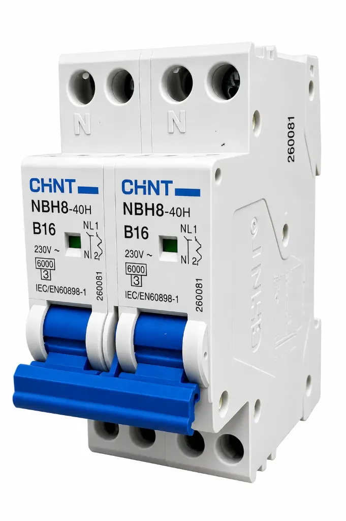 [MFQ-023-0105906] Chint installatieautomaat 1-fase, 2-polig+2nul 16A B-kar 6kA (NBH8-40H 2P2N B16) - 260081
