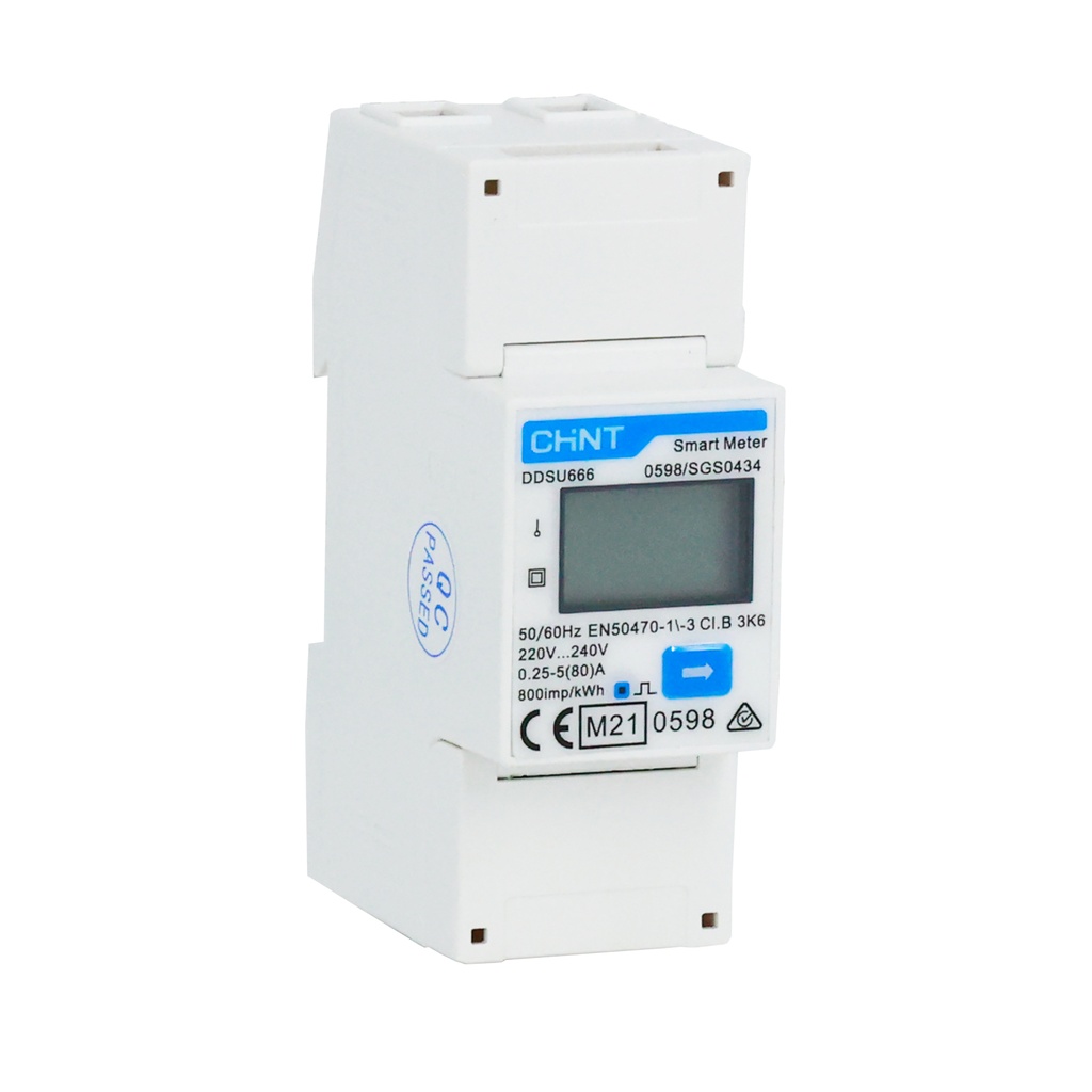 Chint kWh meter 1-fase,1-polig+nul 80A Direct Modbus MID (DTSU666) - 313271