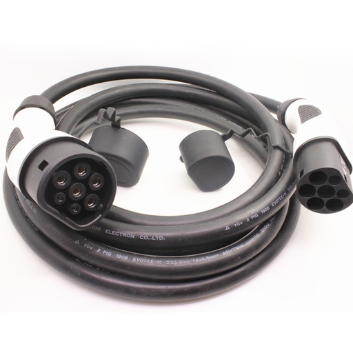 Zencar Laadkabel Zwart Type 2, 1-fase 32A, 7,4kW, 5m