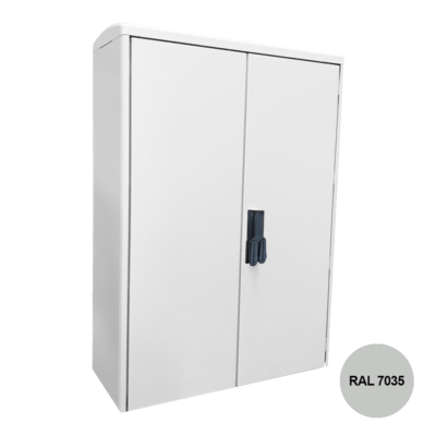 [MFQ-023-0106852] Buitenkast compleet kunststof 1140x800x320 incl. voetpadsokkel, Sokkelvuller, dubbel slot, houten montageplaat