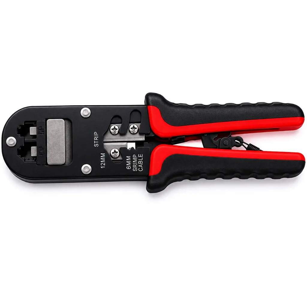 [MFQ-023-0106225] AMW Netwerk Krimptang RJ45 / RJ11 / RJ12 | 3-in-1 Crimpen, Strippen & Knippen