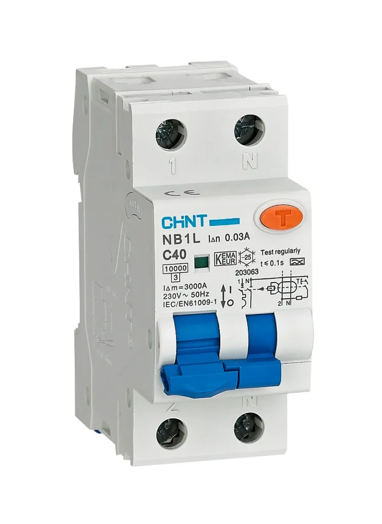 [MFQ-023-0106620] Chint aardlekautomaat 1-fase, 1-polig+nul 40A C-kar 30mA 6kA type A (NB1L 1PN C40) - 203251