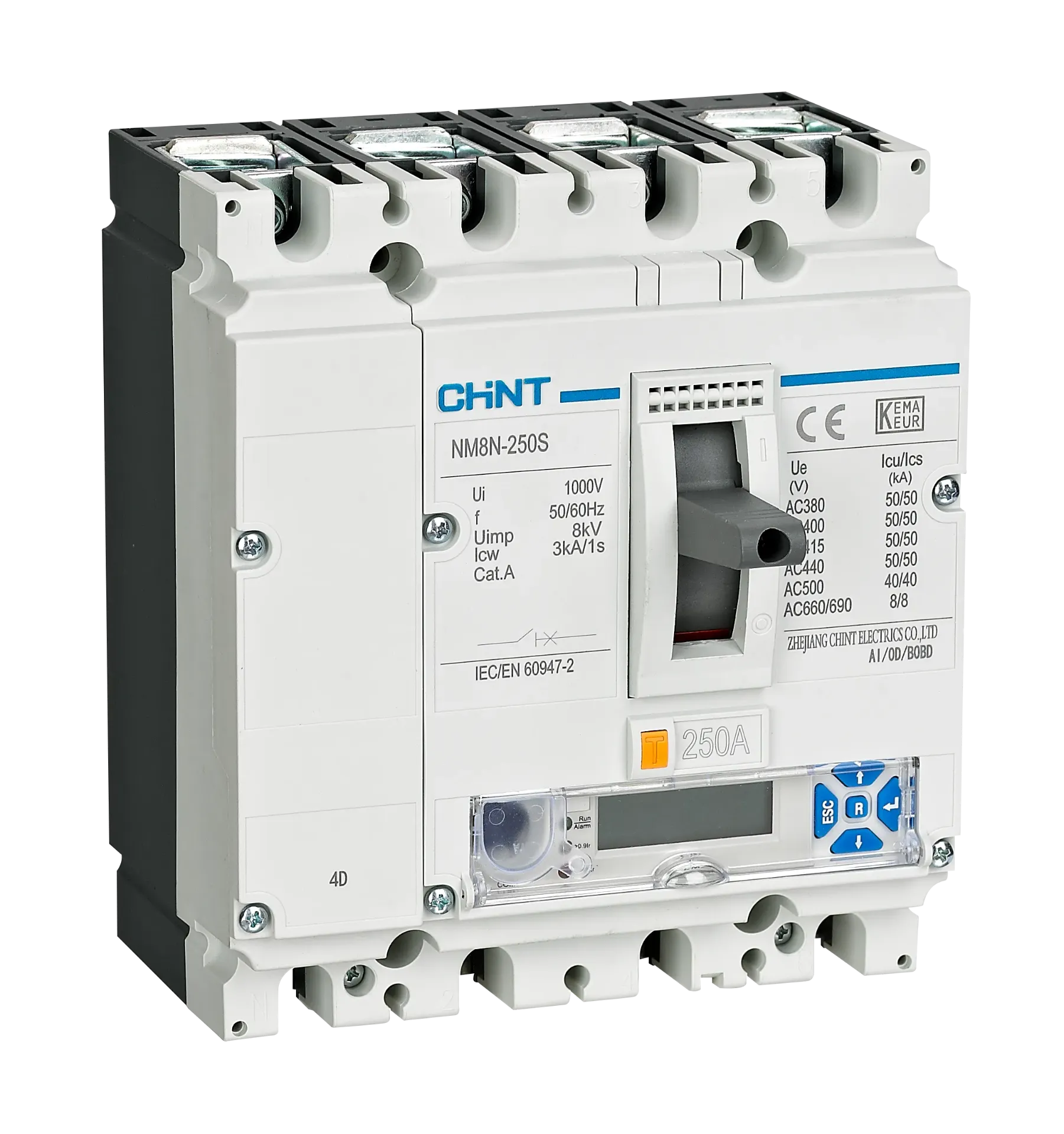 [MFQ-023-0106755] Chint Moulded Case installatieautomaat MCCB 3-fase, 4-polig 250A (NM8N EM 250 AC) - 271390