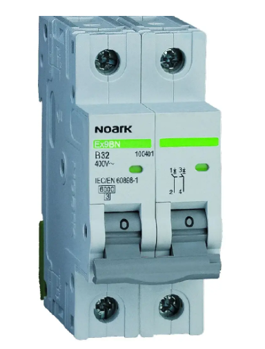 Noark installatieautomaat 1-fase, 2-polig+nul 40A C-kar 6kA (Ex9BN 2P C40) - 100132