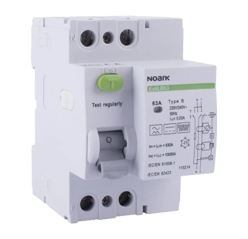 [MFQ-023-0106389] Noark aardlekschakelaar 1-fase, 1-polig+nul 40A 300mA Type B 10kA (Ex9LB63 1P+N 40A 300mA) - 110219