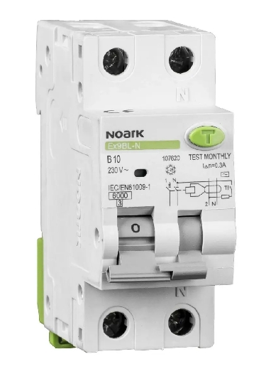 [MFQ-023-0106439] Noark aardlekautomaat 1-fase, 2-polig 16A C-kar 30mA 6kA (Ex9BL-N 1P+N C16 A 30mA) - 107646