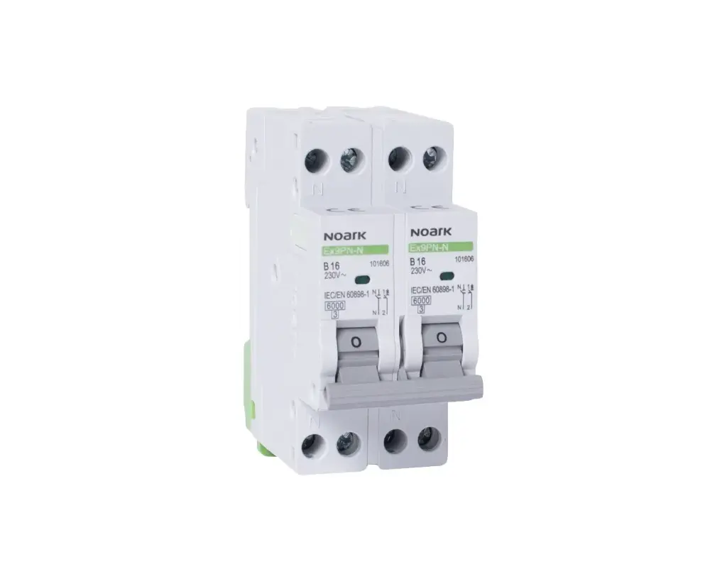 [MFQ-023-0106700] Noark installatieautomaat 1-fase, 2-polig+nul 16A B-kar 6kA (Ex9PN-N 2P2N B16) - 111175