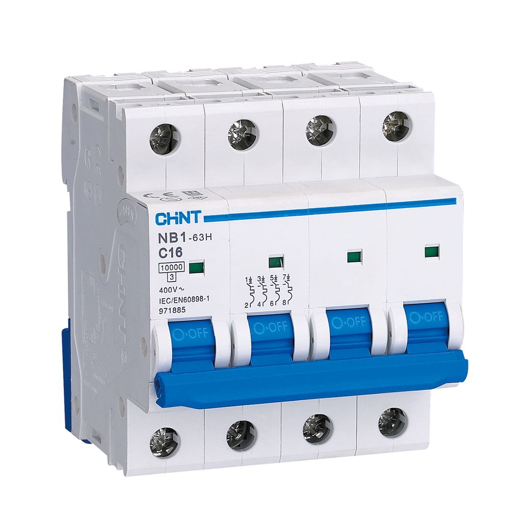 [MFQ-023-0106593] Chint installatieautomaat 3-fase, 4-polig 63A B-kar 6kA DB (NB1-63 4P B63) - 179738
