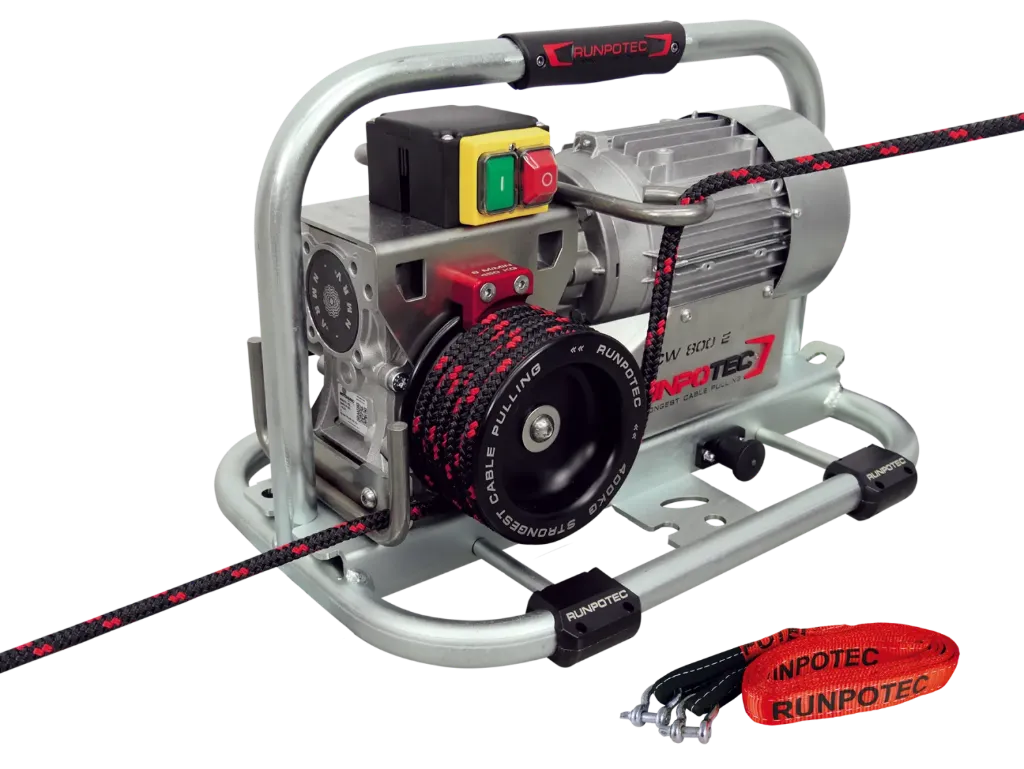 [MFQ-023-0106698] Runpotec Lier CW 800E incl. Trolley en Spanband | 800kg Trekkracht | 230V | Art. 10138