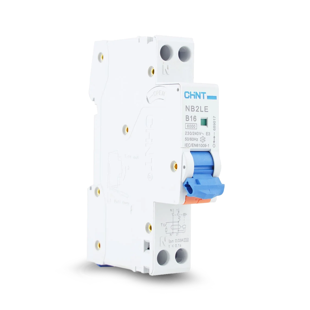 [MFQ-023-0105125] Chint aardlekautomaat 1-fase, 1-polig+nul 16A B-kar 30mA 6kA type A (NB2LE 1PN B16) - 689017