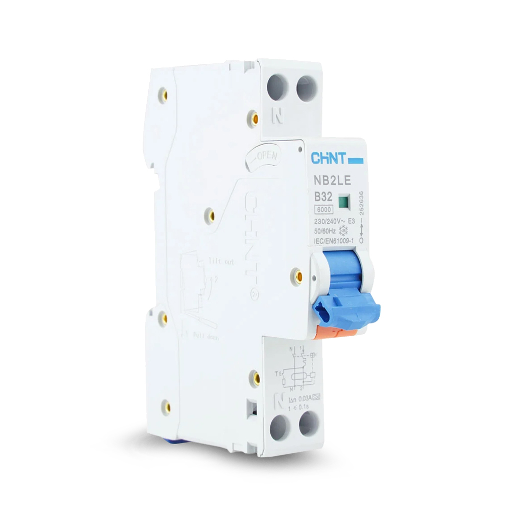 [MFQ-023-0105128] Chint aardlekautomaat 1-fase, 1-polig+nul 32A B-kar 30mA 6kA type A (NB2LE 1PN B32) - 252636