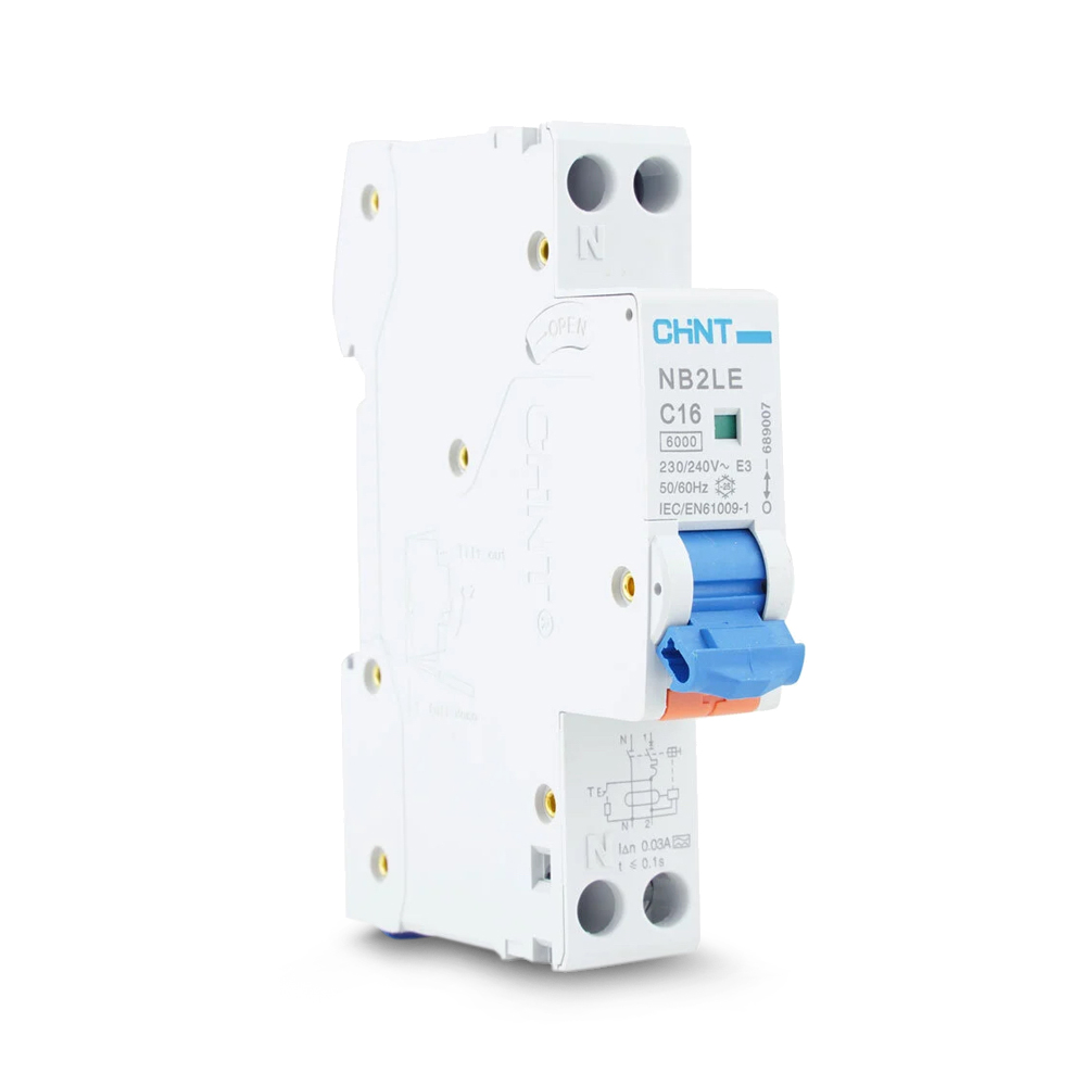[MFQ-023-0105131] Chint aardlekautomaat 1-fase, 1-polig+nul 16A C-kar 30mA 6kA type A (NB2LE 1PN C16) - 689007