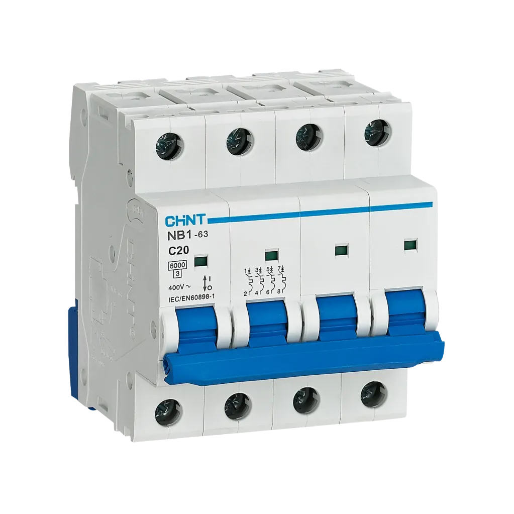 [MFQ-023-0105160] Chint installatieautomaat 3-fase, 4-polig 20A C-kar 6kA (NB1-63C4P20) - 179744