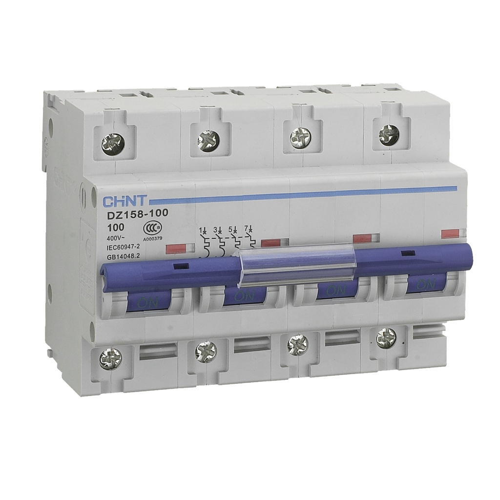 [MFQ-023-0105167] Chint installatieautomaat 3-fase, 4-polig 125A C-kar 10kA (DZ158 4P C125) - 158110