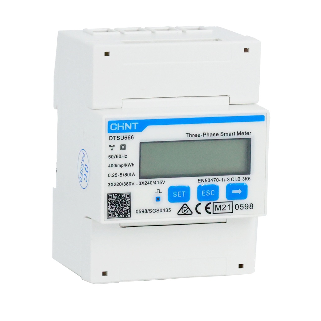 [MFQ-023-0105172] Chint kWh meter 3-fase, 4-polig 80A Direct Modbus MID (DTSU666) - 313280