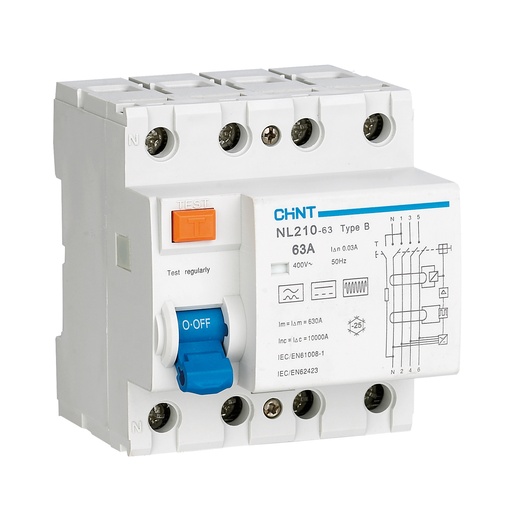 [MFQ-023-0105178] Chint aardlekschakelaar 3-fase, 3-polig+nul 63A 300mA Type B 10kA (NL210-63-463/300) - 782010
