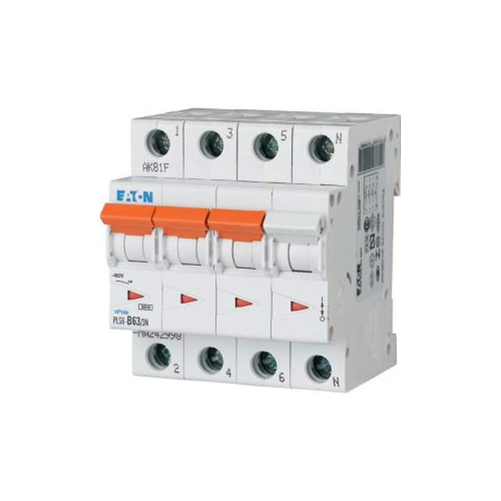 Eaton installatieautomaat 3-fase, 3-polig+nul 63A C-kar