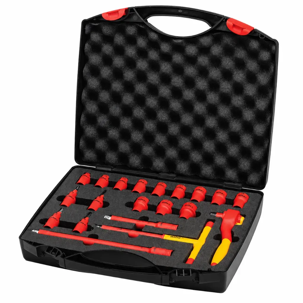 [MFQ-023-0105380] WIHA Ratelsleutelset 3/8" 1000V VDE 7207N 21-delig | Getest 10.000V | IEC 60900