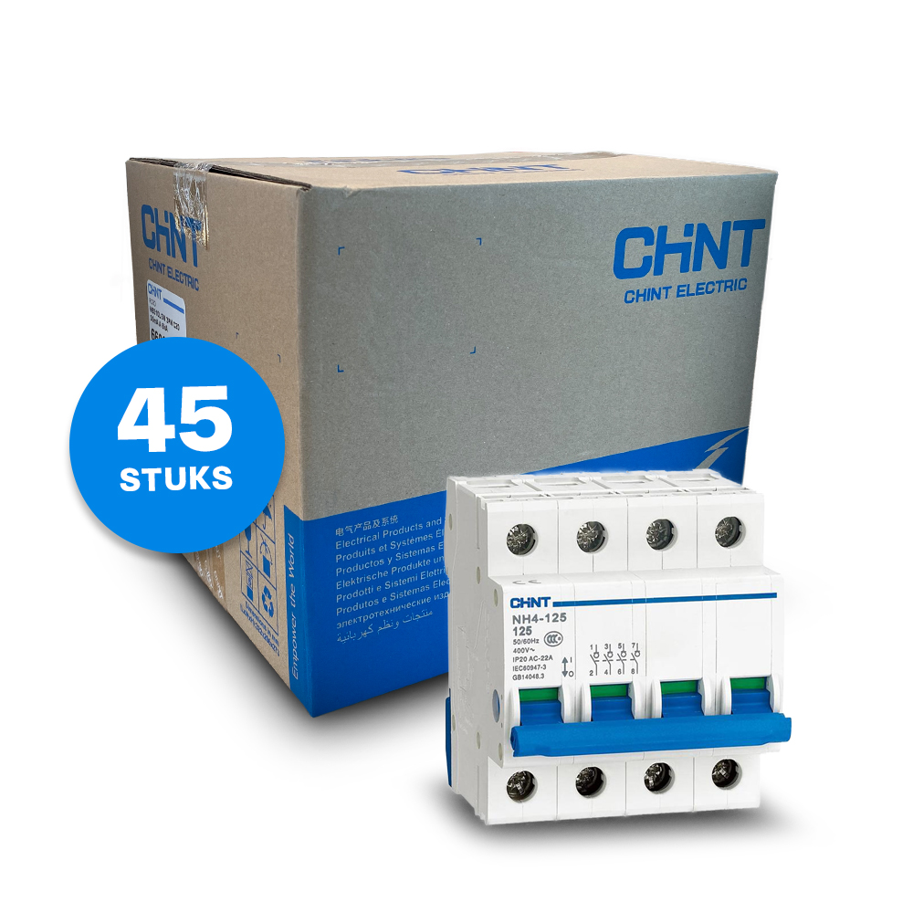 Chint hoofdschakelaar 3-fase, 3-polig+nul 100A doos (45 stuks) (NH4-80408) - 398045